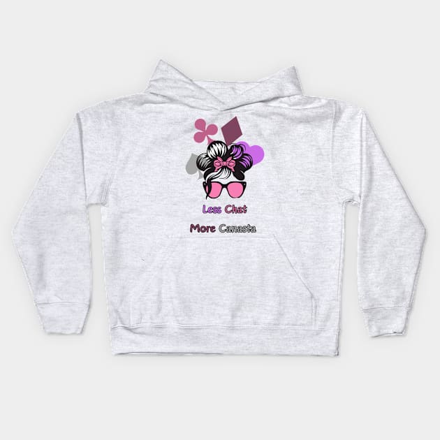 "Canasta Carnival: Less Chat More Canasta"- Funny Canasta Lover Kids Hoodie by stickercuffs